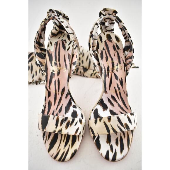 Christian Louboutin Sandale Du Desert 100 Black Cheetah Sandal Heel Pump 38.5 - Picture 6 of 15